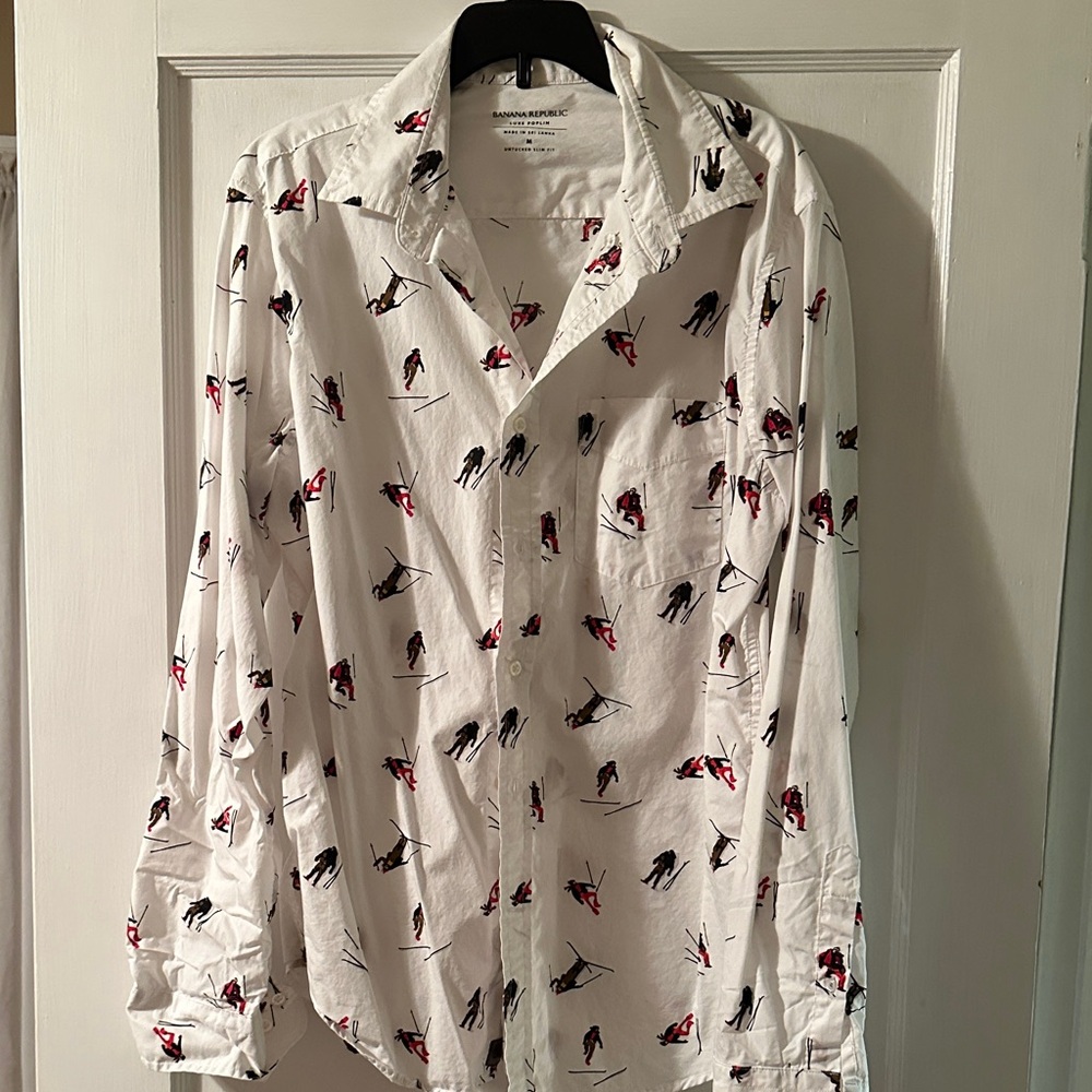 Men’s Banana Republic button front luxe poplin skier shirt